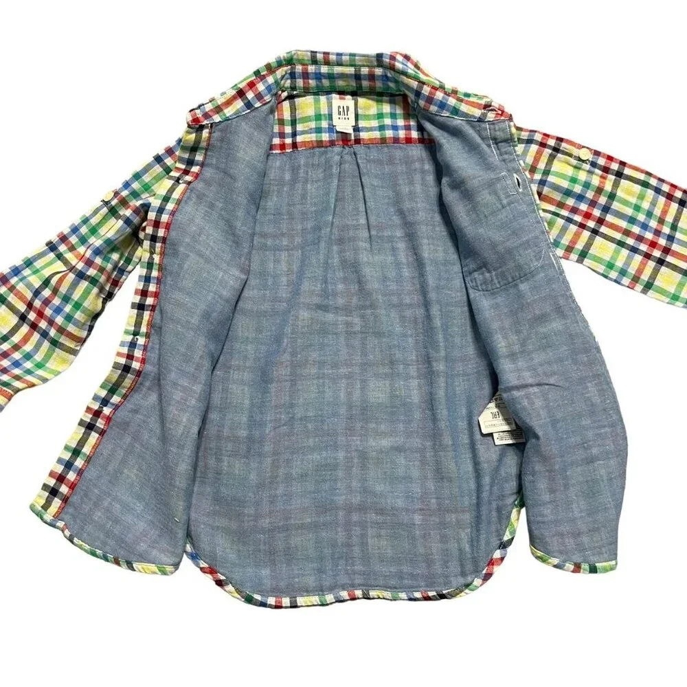 Gap Kids XS 4-5Y Colorful Plaid Button Down Shirt